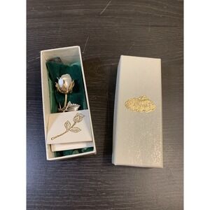 Vtg Giovanni Rose Gold Tone Pin Brooch With Box and Poem Insert